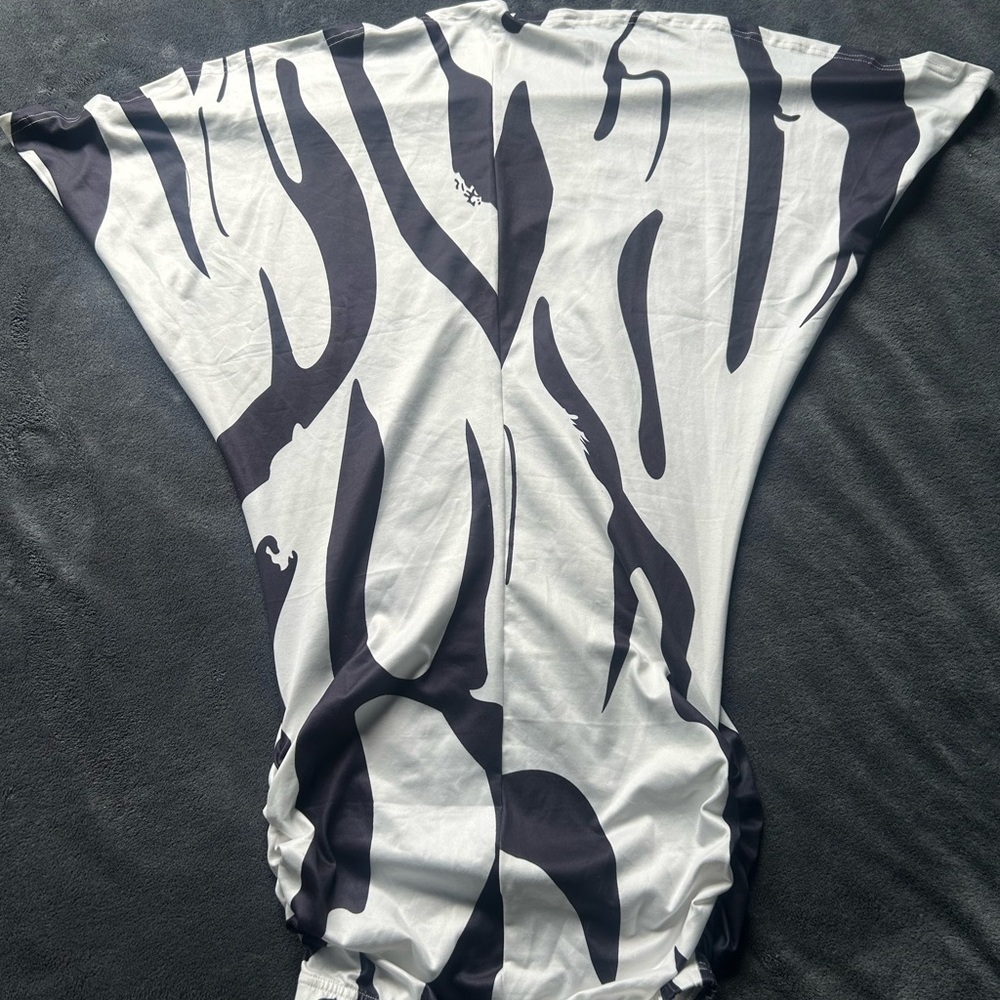 White and blue Print Dress